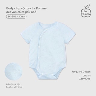 La pomme SS2026 BST sơ sinh La Pomme dệt vân chìm gấu nhỏ - Xanh T1.4