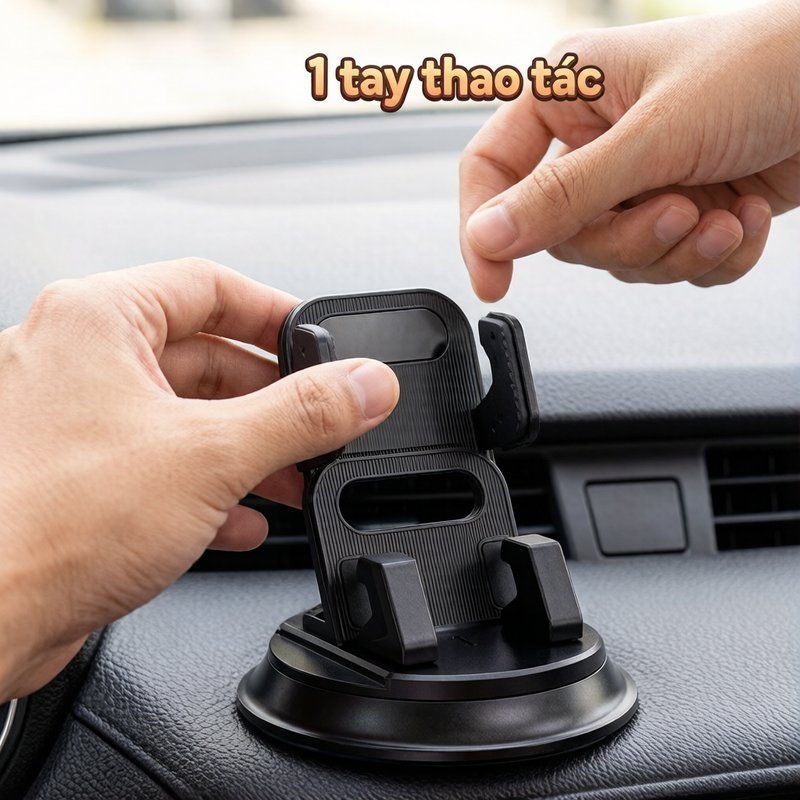 Giá đỡ điện thoại ô tô xoay 360°, gắn bảng điều khiển linh hoạt, chắc chắn, thao tác dễ dàng