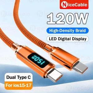 Cáp sạc siêu nhanh USB / Type C sang Type C có màn hình LED Cáp chống treo dệt Nylon Dây sạc điện thoại di động 120W cho Android