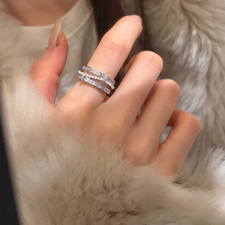 Nhẫn Two-Tone Zircon và Ngọc Trai, Điều Chỉnh Size, Phong Cách Hàn Quốc Sang Trọng
