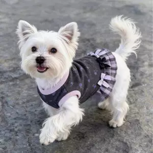 【Ready Stock】 Teddy Bichon York Summer Pomeranian Sleeveless Princess Dress Spring and Summer New Cat Dog Clothes Bow Dress nH7V