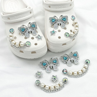 1 Bộ Dứa Dây Xích Giày Quyến Rũ Bộ Cho Tắc Bling Kim Cương Giả Hoa Sao Biển Giày Trang Trí Chân Phụ Kiện Giày Cho Nữ