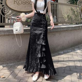 Váy dài đuôi cá ren cổ điển Gothic, thiết kế đỉnh, phù hợp thời trang punk