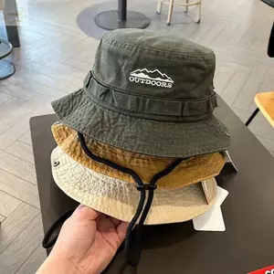 Mũ du lịch AWNGD unisex thiết kế ngư dân thêu, màu sắc đơn giản chống nắng, phù hợp cho đi bộ đường dài