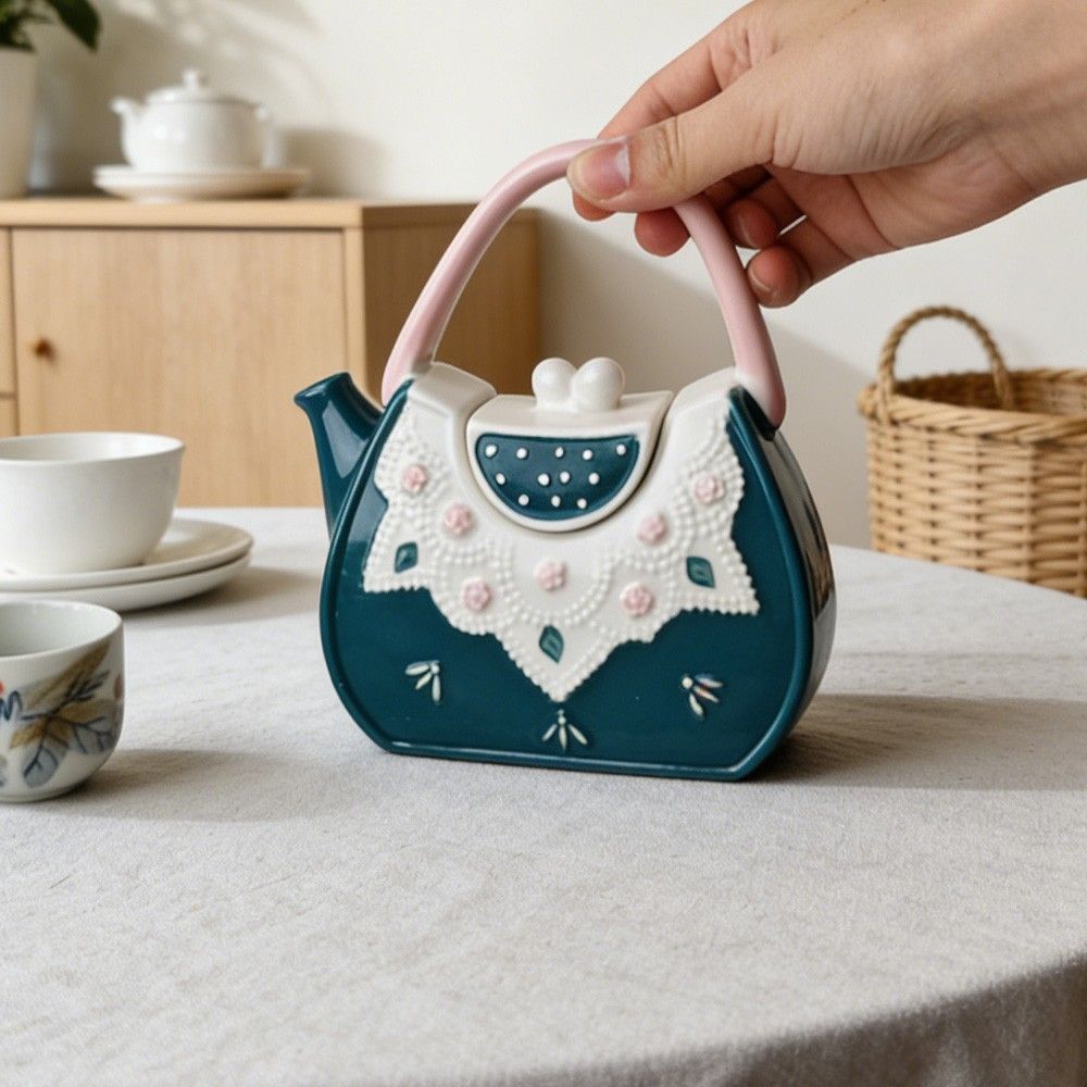 Phong Cách Châu Âu Gốm Tote Túi Hình Ấm Trà Chịu Nhiệt Độ Cao Trà Chiều Trà Hoa Ấm Siêu Tốc Lạnh Ren Ấm Trà