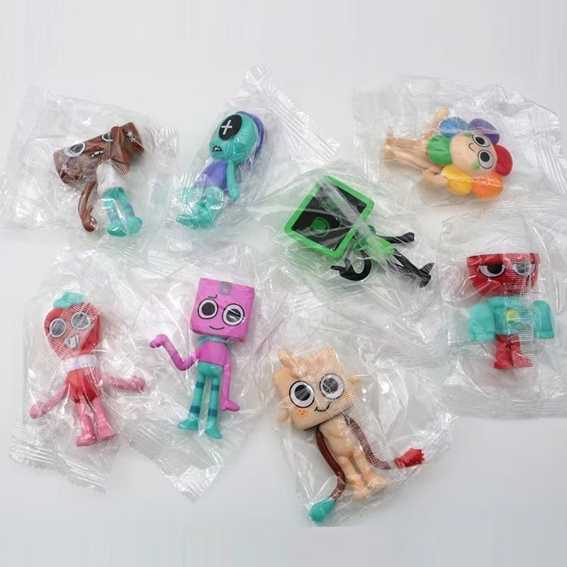 YT4 8 Chiếc Dandy 's World TV Head Rainbow Flower Purple Cube Bộ Sưu Tập Nhân Vật Hành Động Trang Trí