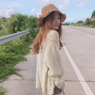 Nova-Áo cardigan mỏng tay dài Khoác len mỏng dáng rộng, Áo khoác len choàng ngoài phong cách Ulzzang