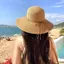 Mũ rơm PYCOU, Mũ dệt sao biển vành rộng, Mũ che nắng thanh lịch có thể gập lại Mũ che nắng bên bờ biển