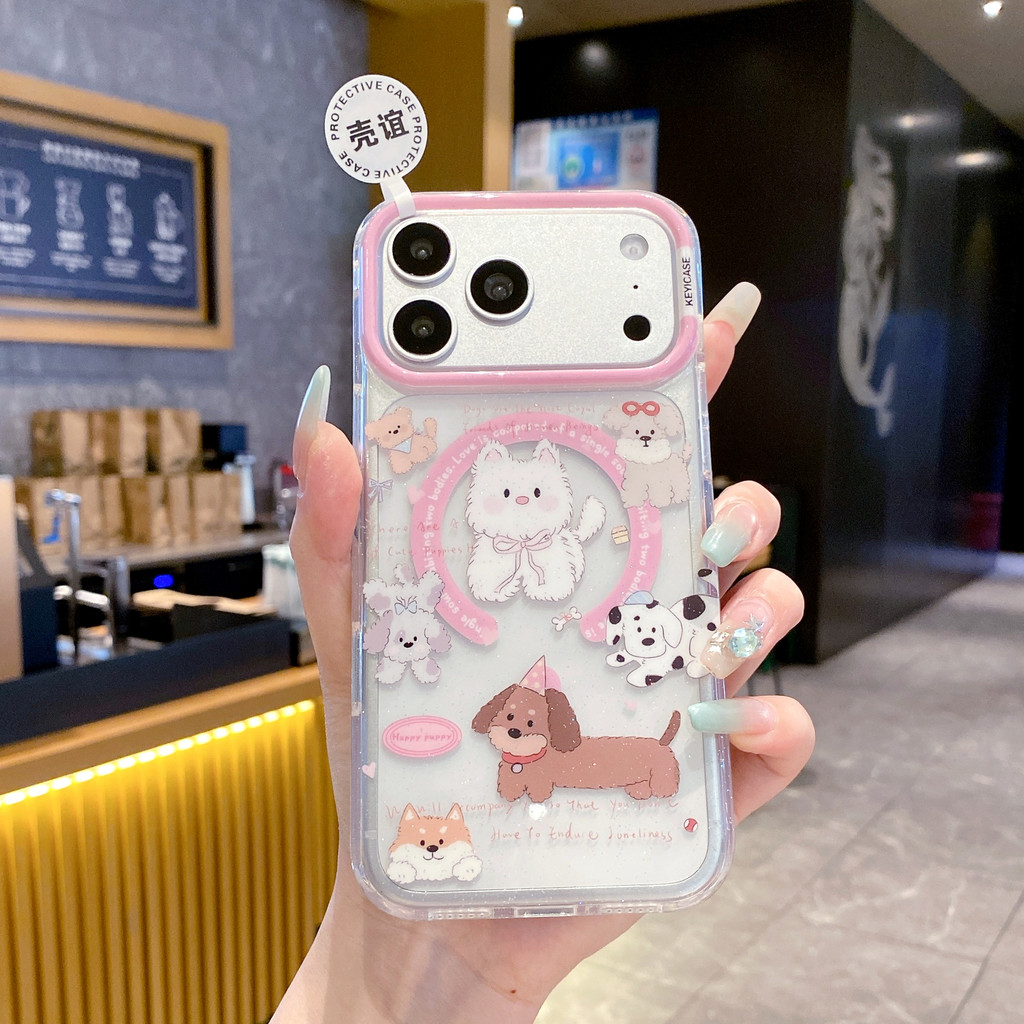 Ốp điện thoại hình gấu dạng bột dính từ tính Vỏ điện thoại cho IPhone 17 Pro Max 17 16 Pro Max 15 14 Vỏ điện thoại chống rơi QM0E