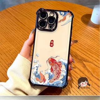 Ốp Điện Thoại Khung Mạ Cá May Mắn Cho Honor X9 X9A X9B X9C X8 X8A X8B X8C X8D X7 X7D X7C X7B X7A X6A X6B X6C X6D X5B X5C Plus Vỏ Mềm Trong Suốt Bốn Góc
