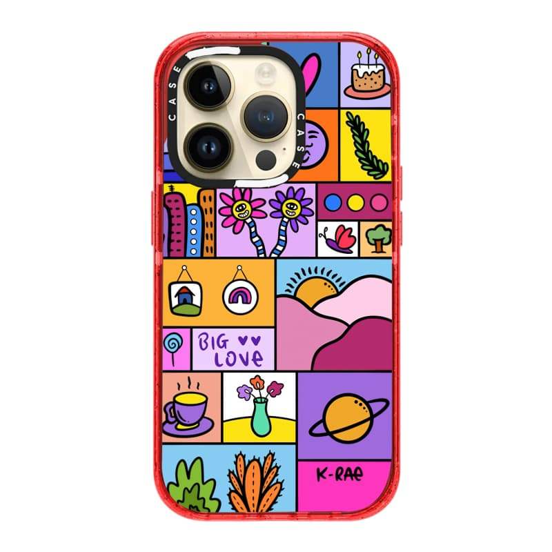 CASECASE X BIG LOVE Cam / Đỏ / Perri Bộ sưu tập kẹo tím Màu sắc trong suốt cứng hút từ tính Vỏ tác động cho Apple IPhone 13 14 15 16 17Pro Max Plus Có hộp