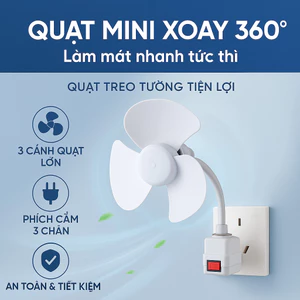 Quạt Mini Gắn Đui Đèn E27 Tiện Lợi Xoay 360 Độ, Quạt Treo Tường Nhà Bếp Nhà Tắm, Quạt Cắm Điện Để Bàn bảo hành 2 năm