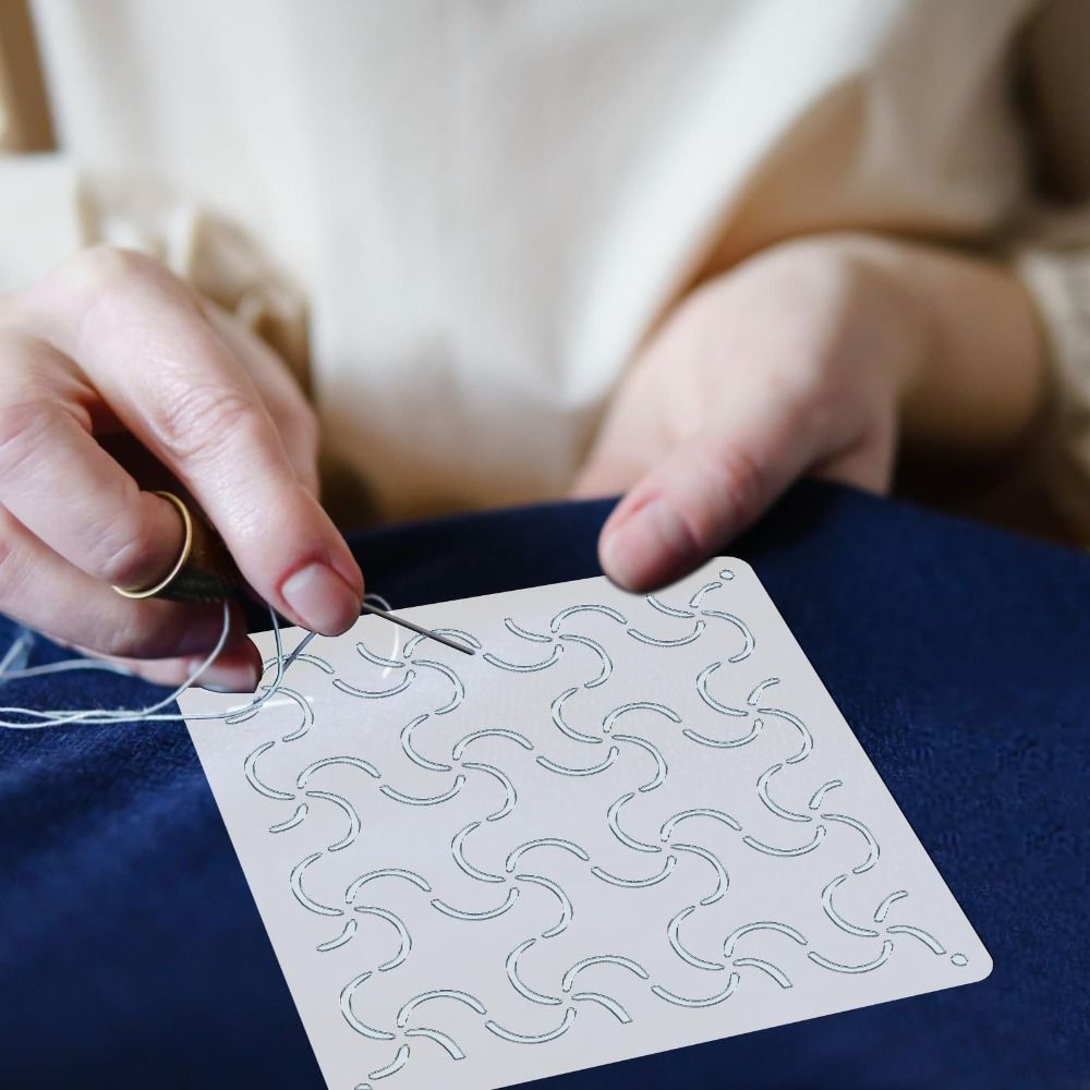 Kit stencil thêu hình học Sashiko, vật dụng may vá tái sử dụng