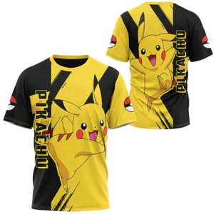 Áo thun Pikachu & Pokémon cổ tròn, họa tiết streetwear trendy cho mùa hè