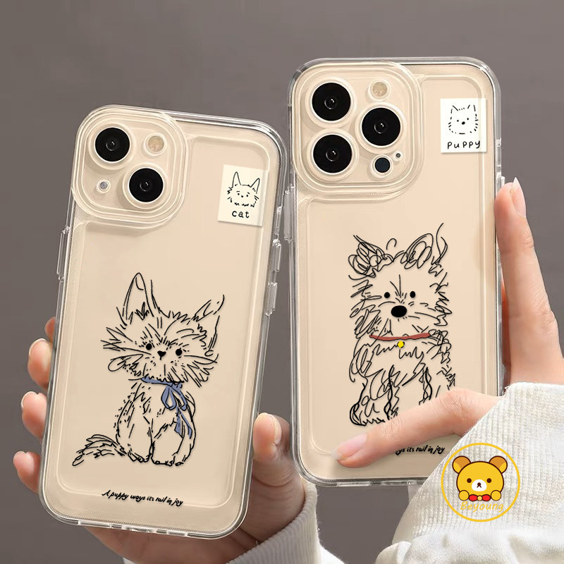 Ốp Điện Thoại Hình Chó Mèo Hoạt Hình Cho iPhone 17 Air 16E 16 15 14 Plus 13 12 Mini 11 Pro Max XS Max X XR 8 7 6 6S Plus Vỏ Mềm Trong Suốt Cặp Đôi Dễ Thương