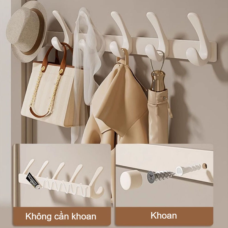 Móc Treo Quần Áo Đa Năng Cao Cấp, Thép Carbon Chống Han Gỉ, 6/7/8 Móc, Dùng Cho Phòng Ngủ, Cửa Ra Vào, Nhà Bếp