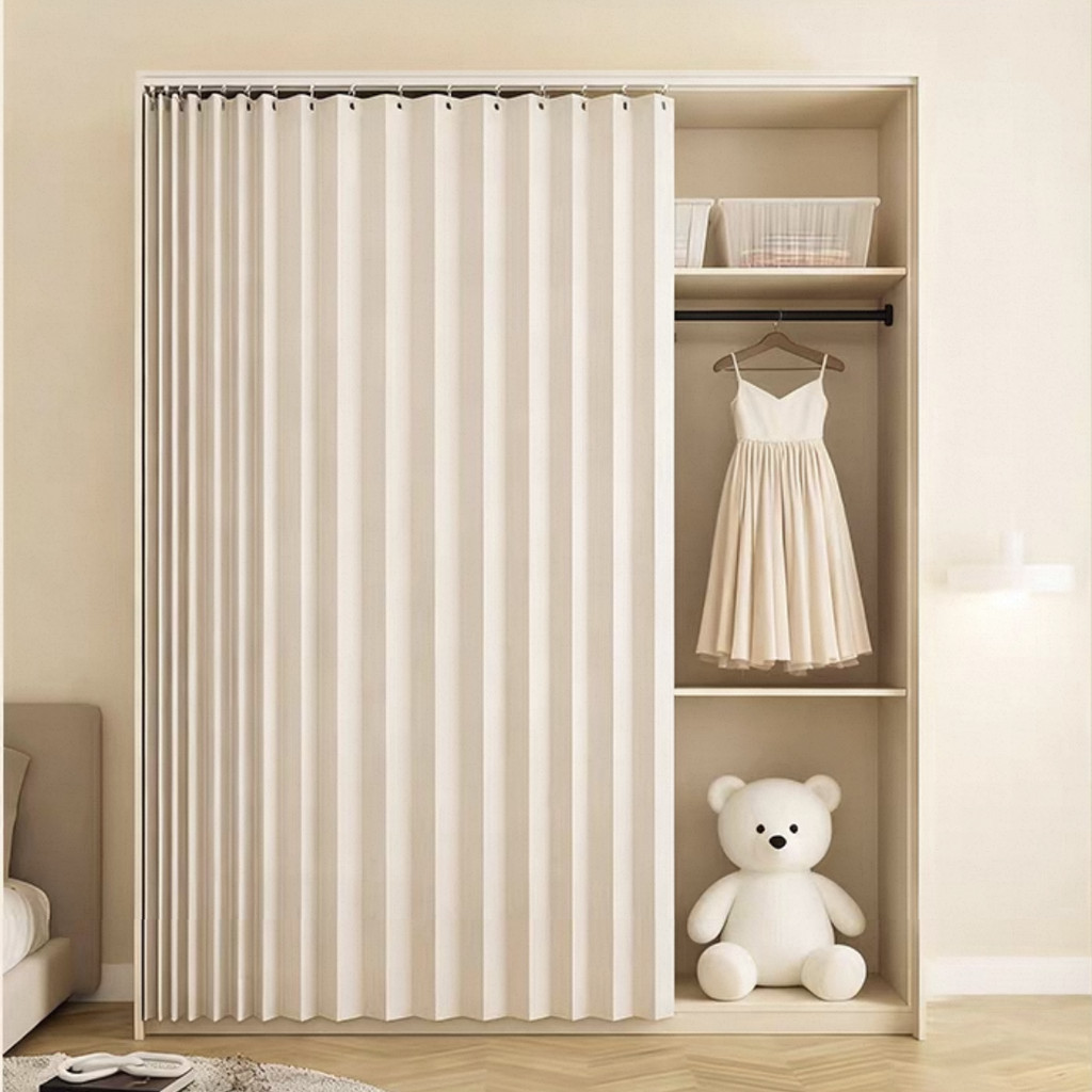 Rèm Accordion Chống Thấm Nước Không Rỉ Cho Tủ Quần Áo – Vỏ Gấp Có Bộ Đường Sắt, Tùy Chỉnh Để Ẩn Tủ Quần Áo, Màu Trơn Có Đóng Từ Tính
