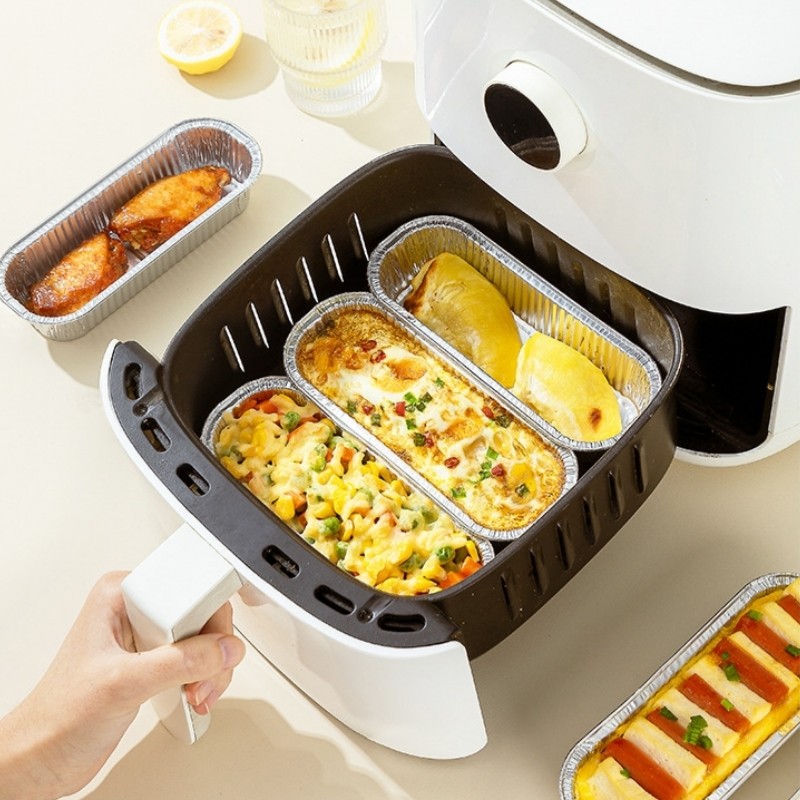 10 / 20 Chiếc Nồi Chiên Không Khí Đặc Biệt Nhôm Lá Hộp Hình Chữ Nhật Dùng Một Lần Khay Thiếc Lò Nướng Khuôn Nấu Ăn