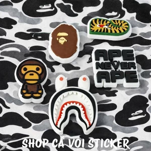 Set Charm BAPE Khỉ Ape Camo Xanh Hồng Street Style 3D Siêu Ngầu Gắn Dép Crocss Cá Tính Độc Lạ Phong Cách Đường Phố