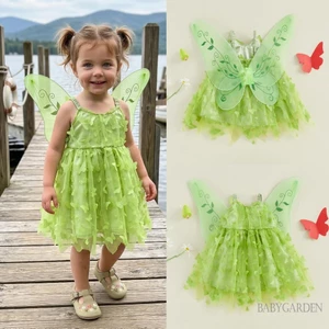 Bé Gái Bướm Một Dòng Phong Cách Spaghetti Dây Đeo Đầm Có Cánh Trẻ Sơ Sinh Trang Phục Bướm