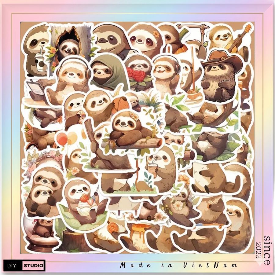 set 100 sticker chú Siêu Siêu Lười vô tri Hoạt Hình Dễ Thương Gián Dán Chống Thấm Nước DIY Cho Vỏ Điện Thoại Laptop Xe