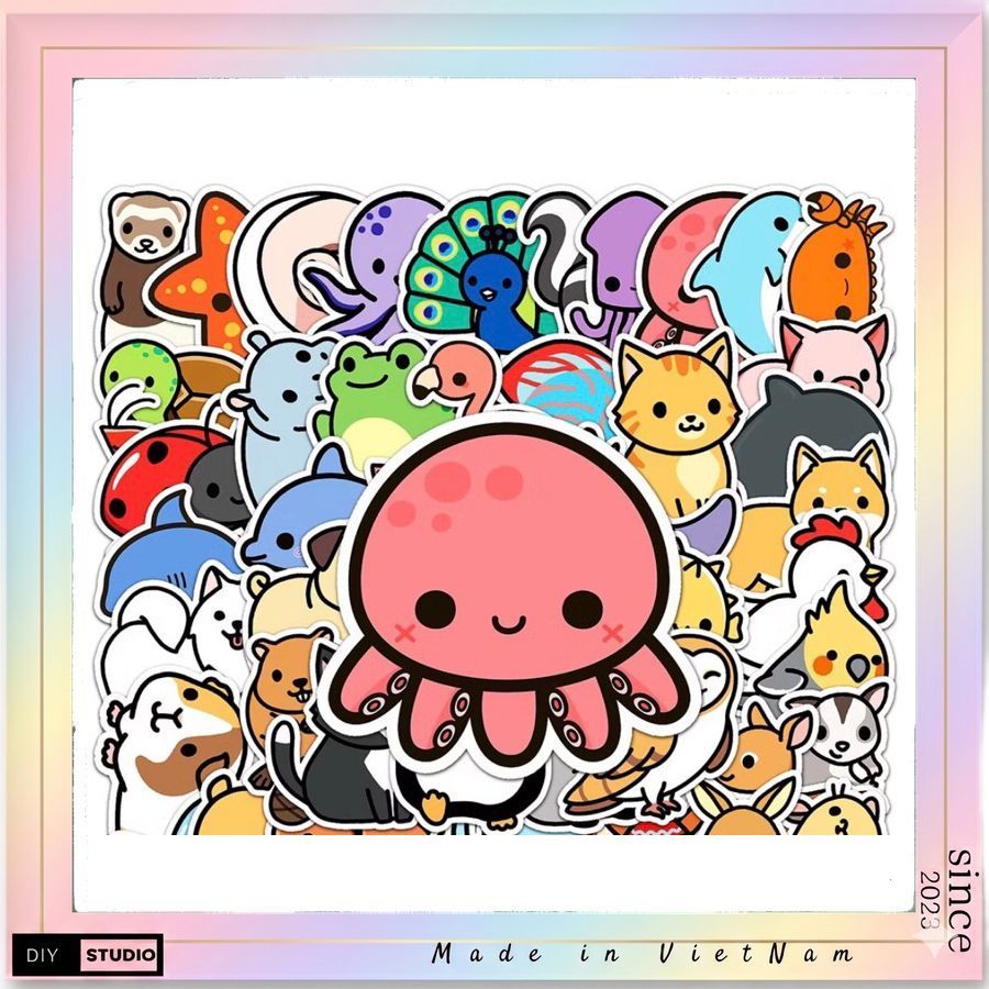 100 sticker  tổng hợp các con vật  đa dạng mẫu hình dán cho bé .
