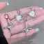 Bông tai ngôi sao màu bạc và hình trái tim Opal Punk Y2K - Trang sức nữ thời trang hàng ngày