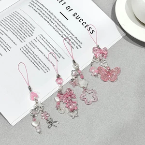 Sweet Cute Phone Chain Beaded Girl Heart Pendant Earphone Case Versatile