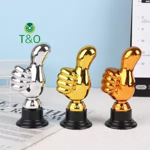 Giải thưởng danh hiệu chiến thắng Mini 1 mảnh Giải thưởng Thumbs Up Trophy Nhựa Vàng Trophies Khuyến khích trang trí máy tính để bàn tại nhà [mới]
