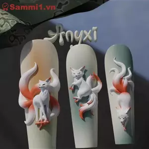 Khuôn làm móng bằng silicon hình cáo chín cánh ZK 3D để trang trí móng tay nghệ thuật - Dụng cụ làm móng trong suốt VN