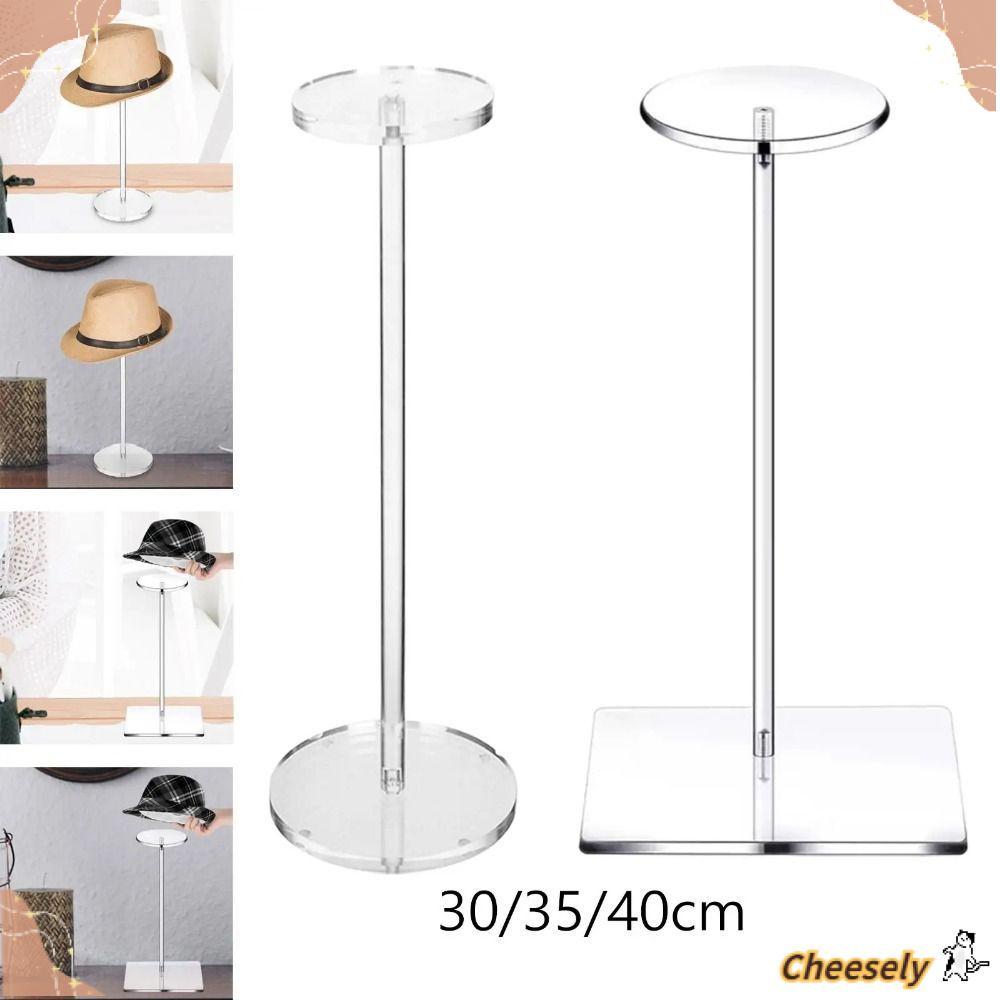 Giá trưng bày tóc giả CHEESELY, Giá đỡ trưng bày nắp trong suốt 30 / 35 / 40cm, Giá đỡ nâng mũ Acrylic bền cho cửa hàng trang sức mũ trưng bày đồng hồ