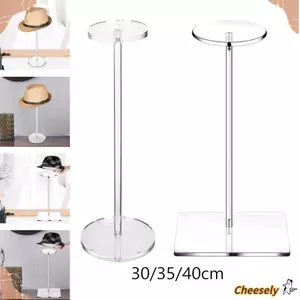 Giá trưng bày tóc giả CHEESELY, Giá đỡ trưng bày nắp trong suốt 30 / 35 / 40cm, Giá đỡ nâng mũ Acrylic bền cho cửa hàng trang sức mũ trưng bày đồng hồ