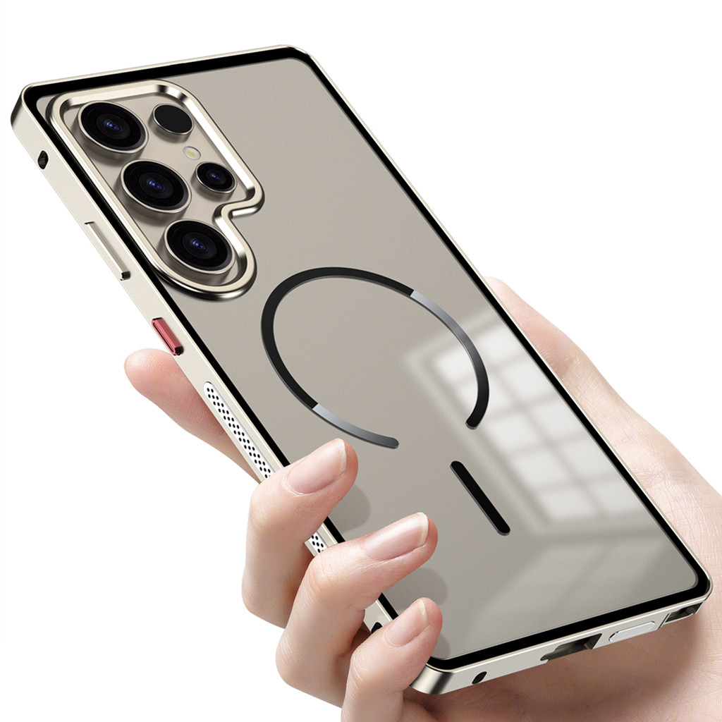 Ốp điện thoại mặt sau PC mờ viền kim loại, dành cho Samsung Galaxy S26 S25 S24 S23 S26 Ultra S25 S24 Plus Vỏ bảo vệ từ tính