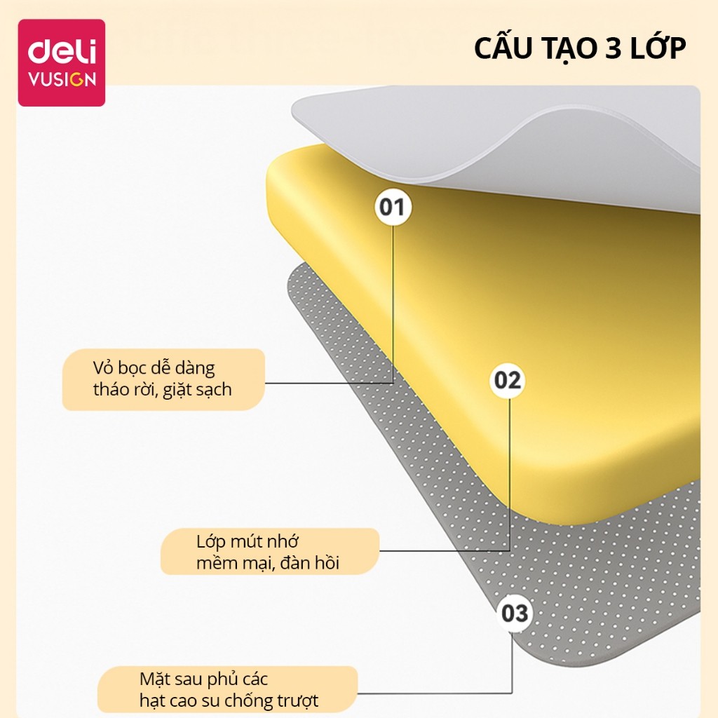 Đệm Lót Ghế Deli Êm Ái, Đàn Hồi Chất Liệu Mút Hoạt Tính, Nệm Ngồi Đa Năng Thoáng Khí Chống Đau Xương Cụt Giảm Ê Mông