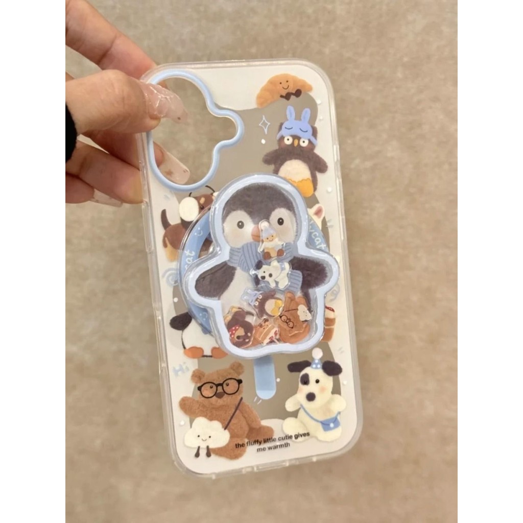 Nhạc lắc chim cánh cụt xanh có từ tính Áp dụng cho vỏ điện thoại Apple 16promax iphone15 / 14 Mềm 12 /112025.12.19