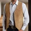 Men's Suedes Vest Cowboy Style Western Waistcoat Casual Slim Fit Suit Vest