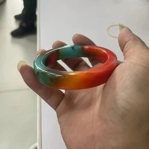 Vòng tay đá cẩm thạch tự nhiên màu đỏ, xanh lá và xanh - Thiết kế handmade cho cả nam và nữ