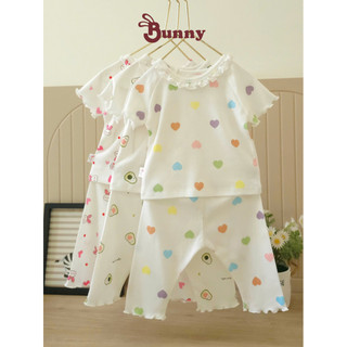 (3-24M) Bộ quần lửng bé gái in họa tiết Bunnybaby chất thun cotton borip