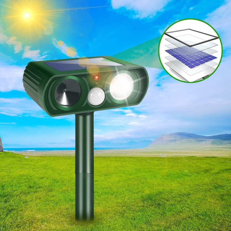 Máy Đuổi Động Vật, Cảm Biến Hồng Ngoại Thông Minh, Sạc Năng Lượng Mặt Trời, Chống Nước IPX4