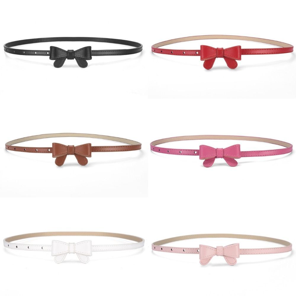 Thắt lưng da mỏng Hobbyin với thiết kế nơ điều chỉnh, màu sắc đơn giản cho phụ kiện nữ