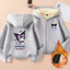 Kuromi Winter Kids Zip Áo Hoodie lông cừu lót hoạt hình Áo khoác có mũ trùm đầu mềm mại cho trường học và ngoài trời