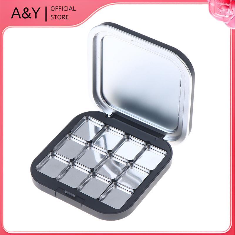 Bảng trang điểm vuông rỗng A & Y Hút từ tính có gương Phấn mắt Hộp mờ có hộp đựng phấn má hồng mỹ phẩm Pan.