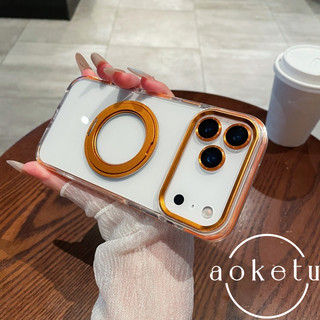 Thích hợp cho vỏ điện thoại Apple 17, giá đỡ từ xoay cạnh màu iPhone 16 Promax, 15 mẫu mới đơn giản, nắp acrylic chống rơi trong suốt cao 14 / 13