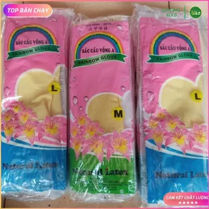 GĂNG Tay Cao Su Sắc Cầu Vồng Dài 42cm Túi 10 Đôi SIÊU CẤP VIP