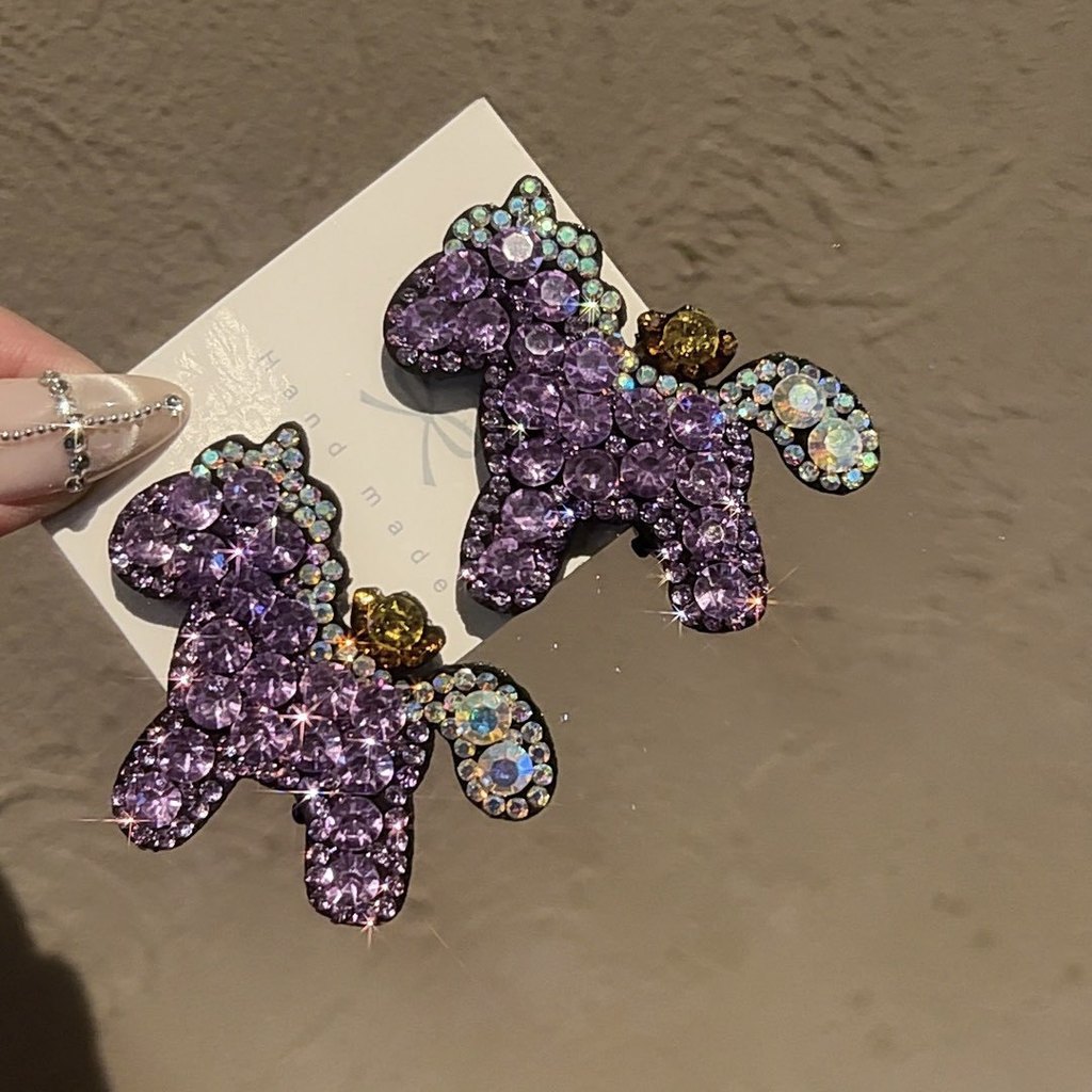 Mới Full Kim Cương Tinh Tế Pony Hoạt Hình Bên Gãy Tóc Nổ Kẹp Một Từ Kẹp Tóc Phụ Kiện Tóc