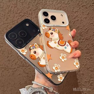 Tranh Sơn Dầu Pony Thích Hợp Cho 17Promax Vỏ Điện Thoại iPhone16 Vitality Case 15 Châu Âu Mỹ Phong Cách 14 13