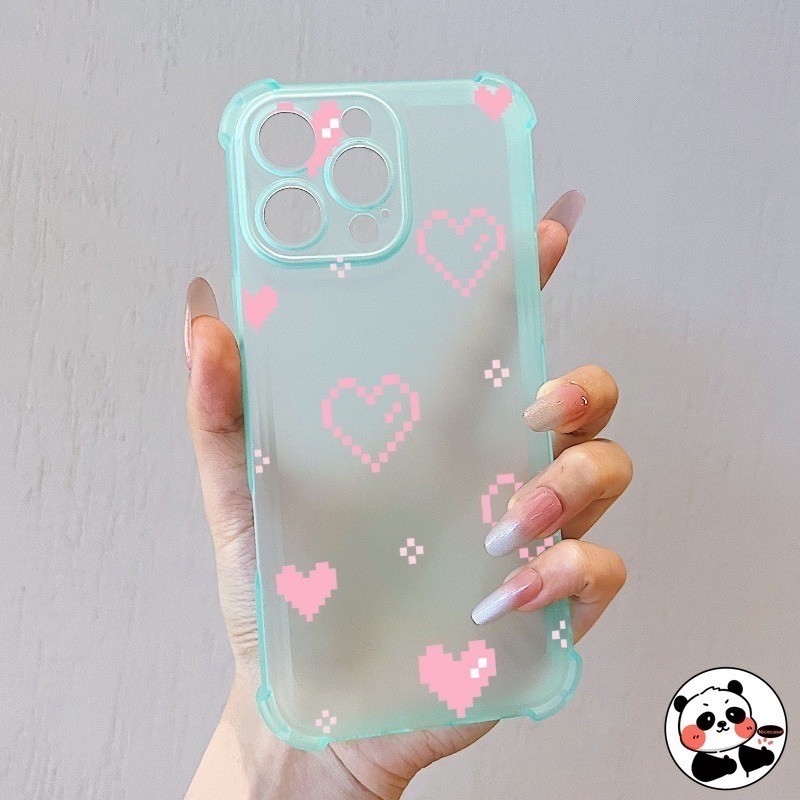 Ice Mist Matte Casing Cho OPPO Reno 15C 15F 15 Pro Max Mini A6 Find X9 Pro Reno15ProMax Reno15ProMini 5G 4G Ốp Lưng Sang Trọng Hoạt Hình Dễ Thương Pixel Trái Tim Tình Yêu Vỏ Điện Thoại Mềm