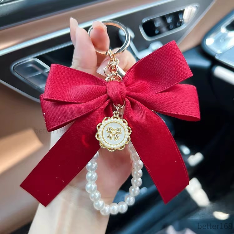 Túi Chìa Khóa Mặt Dây Chuyền Phụ Kiện Giả Ngọc Trai Nơ Móc Khóa Dễ Thương Đính Hạt Vòng Tay Cho Ví Túi Ba Lô Xe Charm