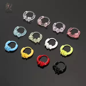 Hộp 10 Bông Tai Vòng Nhựa Nhiều Màu Dễ Thương, Đơn Giản - Phù Hợp Cho Nữ Và Bé Gái