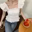 Áo sơ mi nữ ngắn tay cổ vuông thoáng mát mùa hè